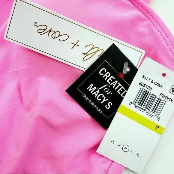 NWT Salt + Cove Laced Grommet One Piece Swimsuit Neon Pink Size M - Picture 7 of 10